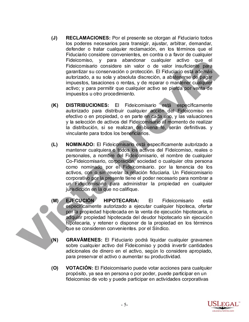 Preview Fideicomiso en Vida para Individuos Solteros, Divorciados o Viudos o Viudos sin Hijos