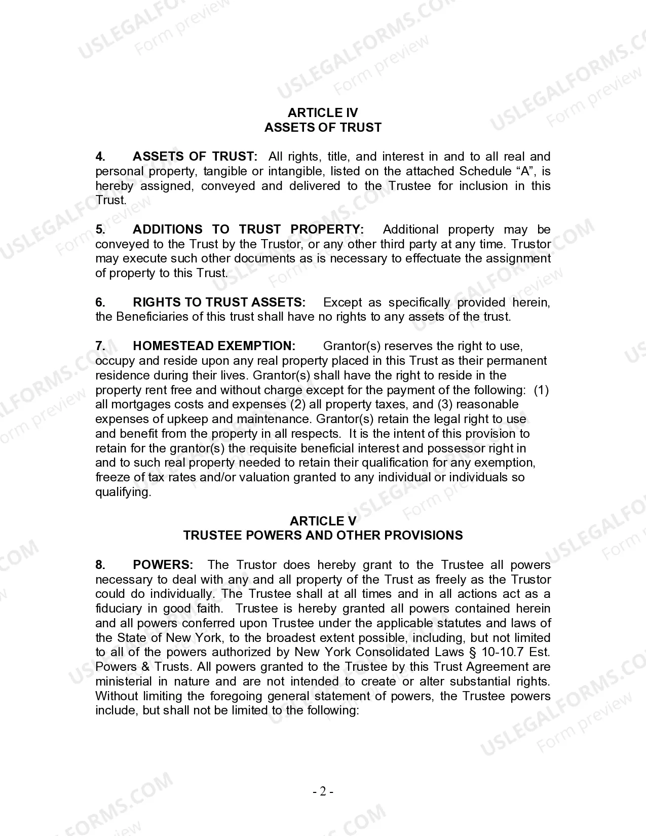 Preview Living Trust for Individual Who is Single, Divorced or Widow or Widower with No Children