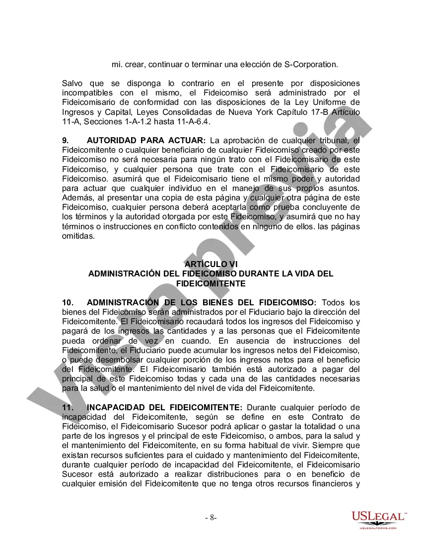 Preview Fideicomiso en Vida para Individuos Solteros, Divorciados o Viudos o Viudos con Hijos