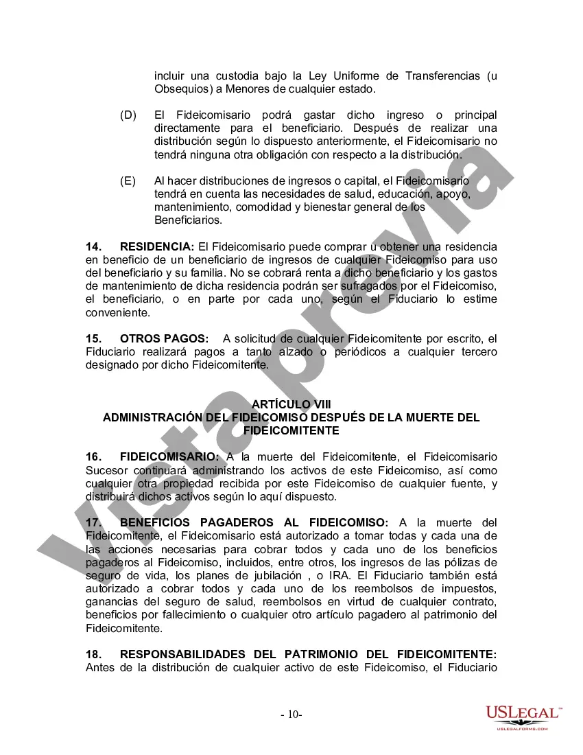 Preview Fideicomiso en vida para esposo y esposa con un hijo