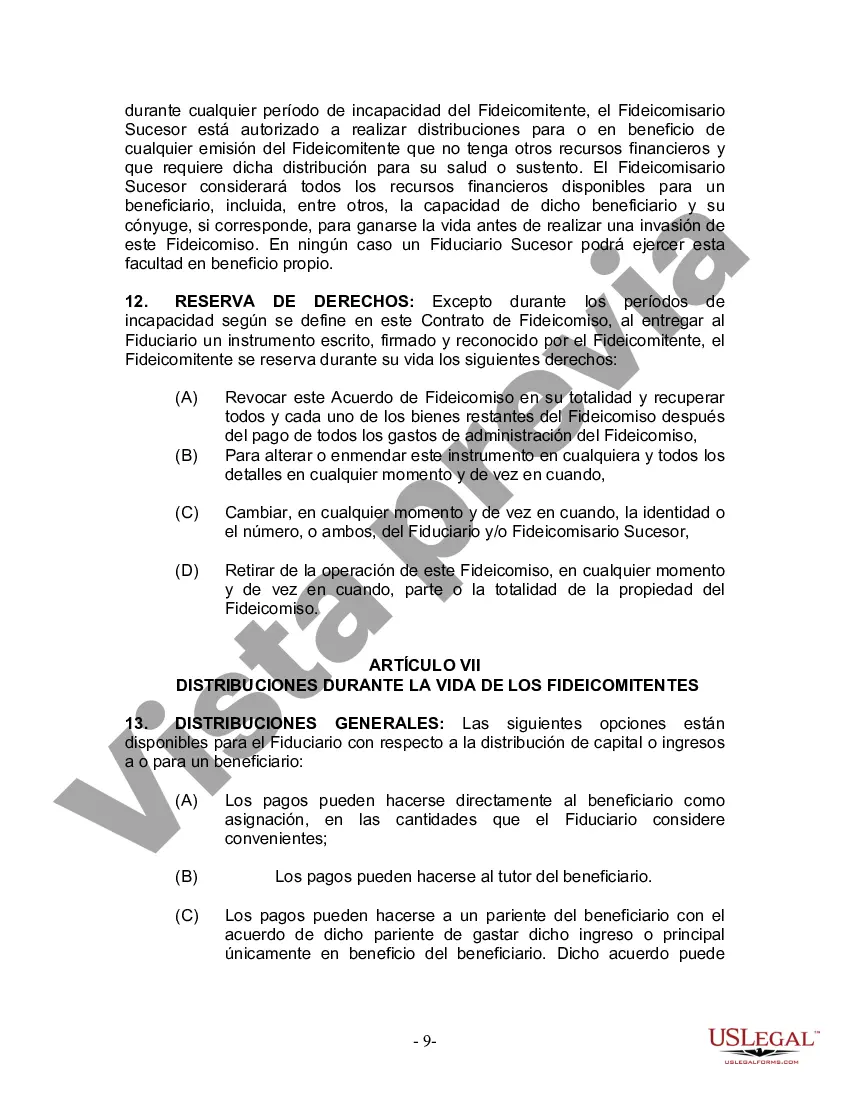 Preview Fideicomiso en vida para esposo y esposa con un hijo