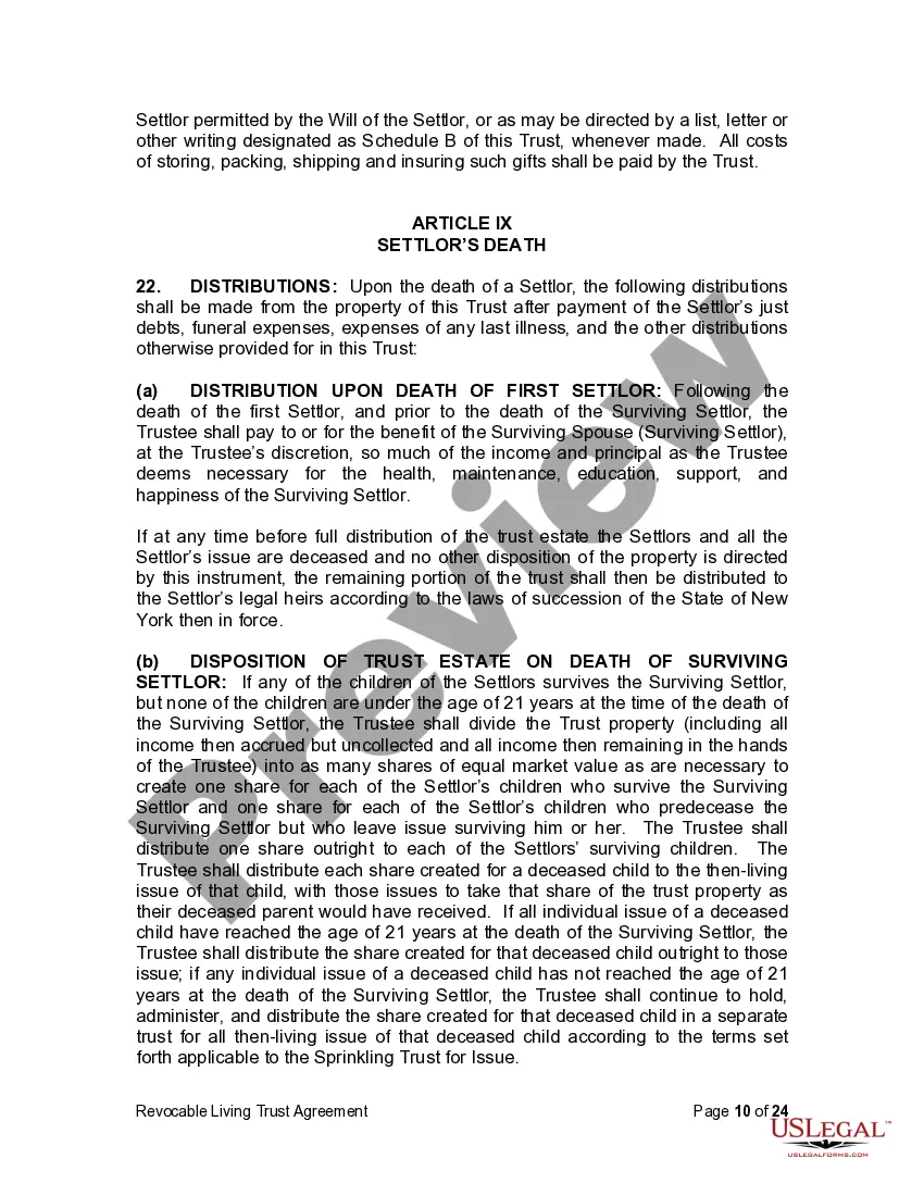 Preview Living Trust for Husband and Wife with Minor and or Adult Children