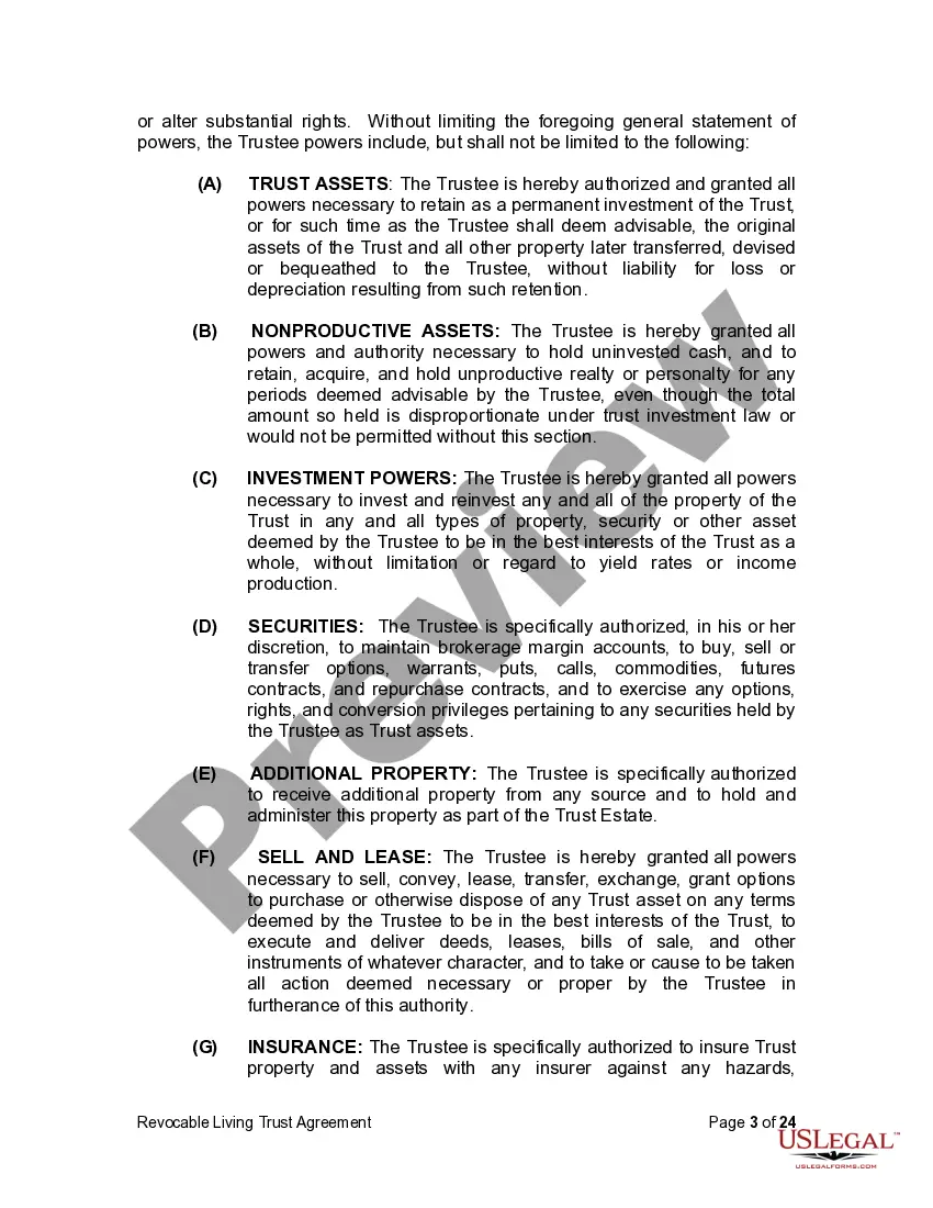 Preview Living Trust for Husband and Wife with Minor and or Adult Children