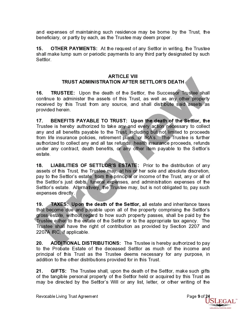 Preview Living Trust for Husband and Wife with Minor and or Adult Children