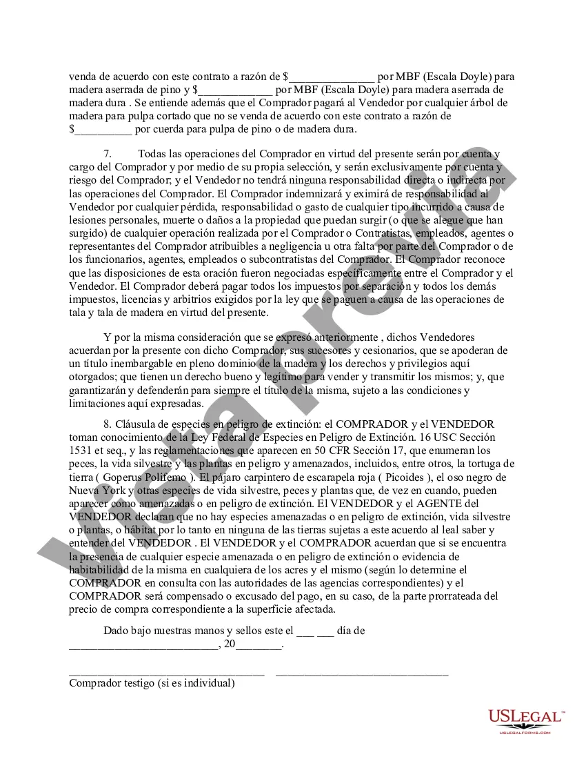 Preview Contrato de venta de madera de Nueva York