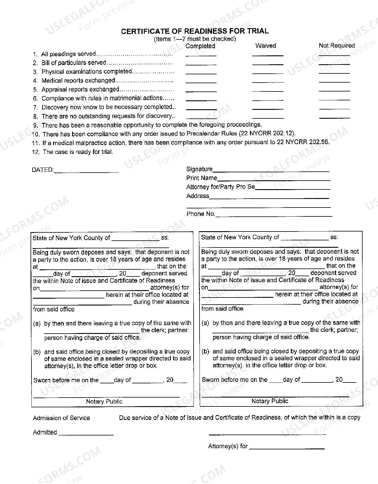 Preview Special Term Note of Issue