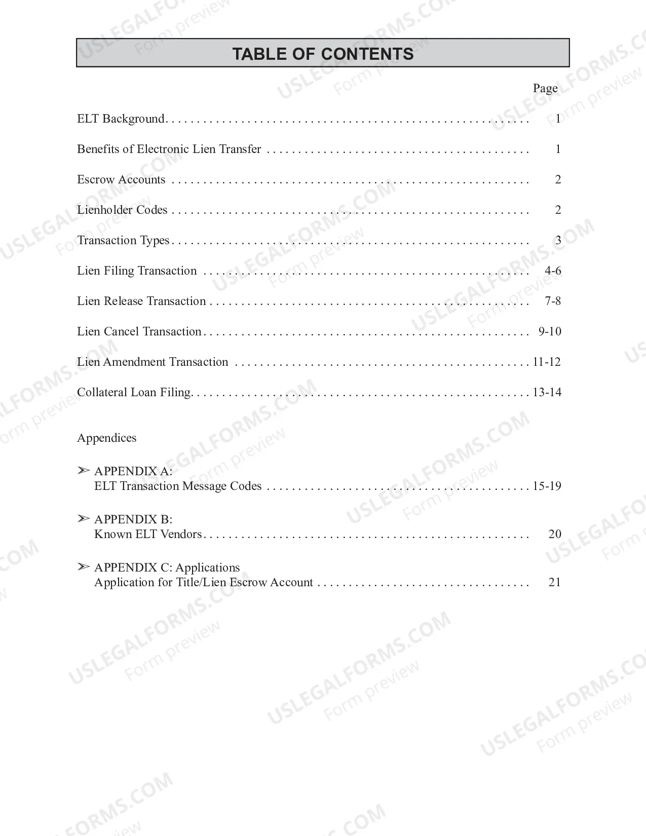 Preview Electronic Lien Transfer Program Business User Manual