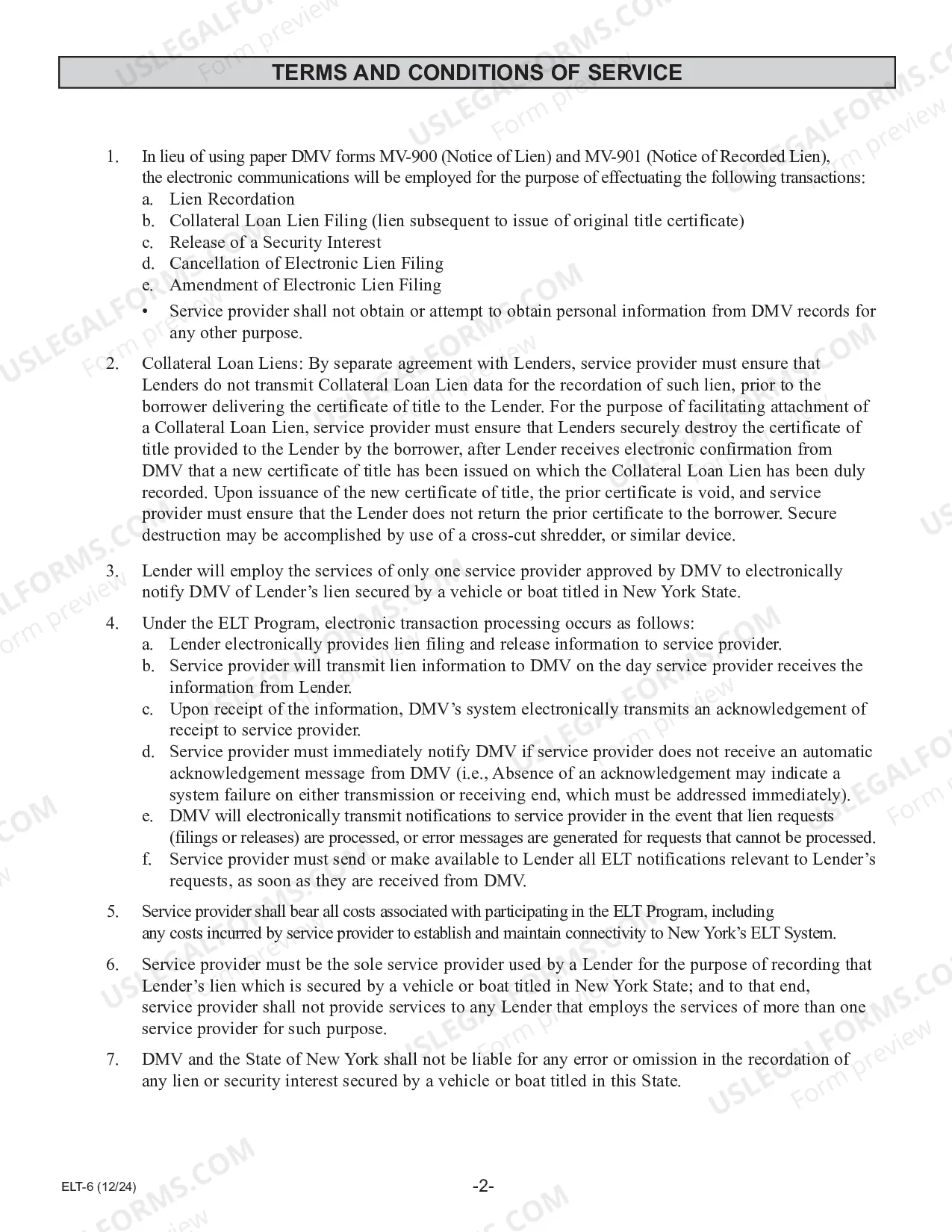 Preview Service Provider Application for Participation in the Electronic Lien Transfer Program