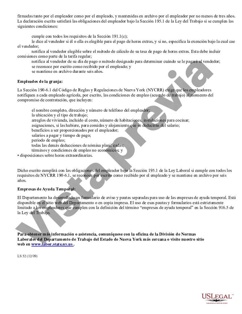 Preview Directrices para la notificación por escrito de las tasas de pago y el día de pago regular