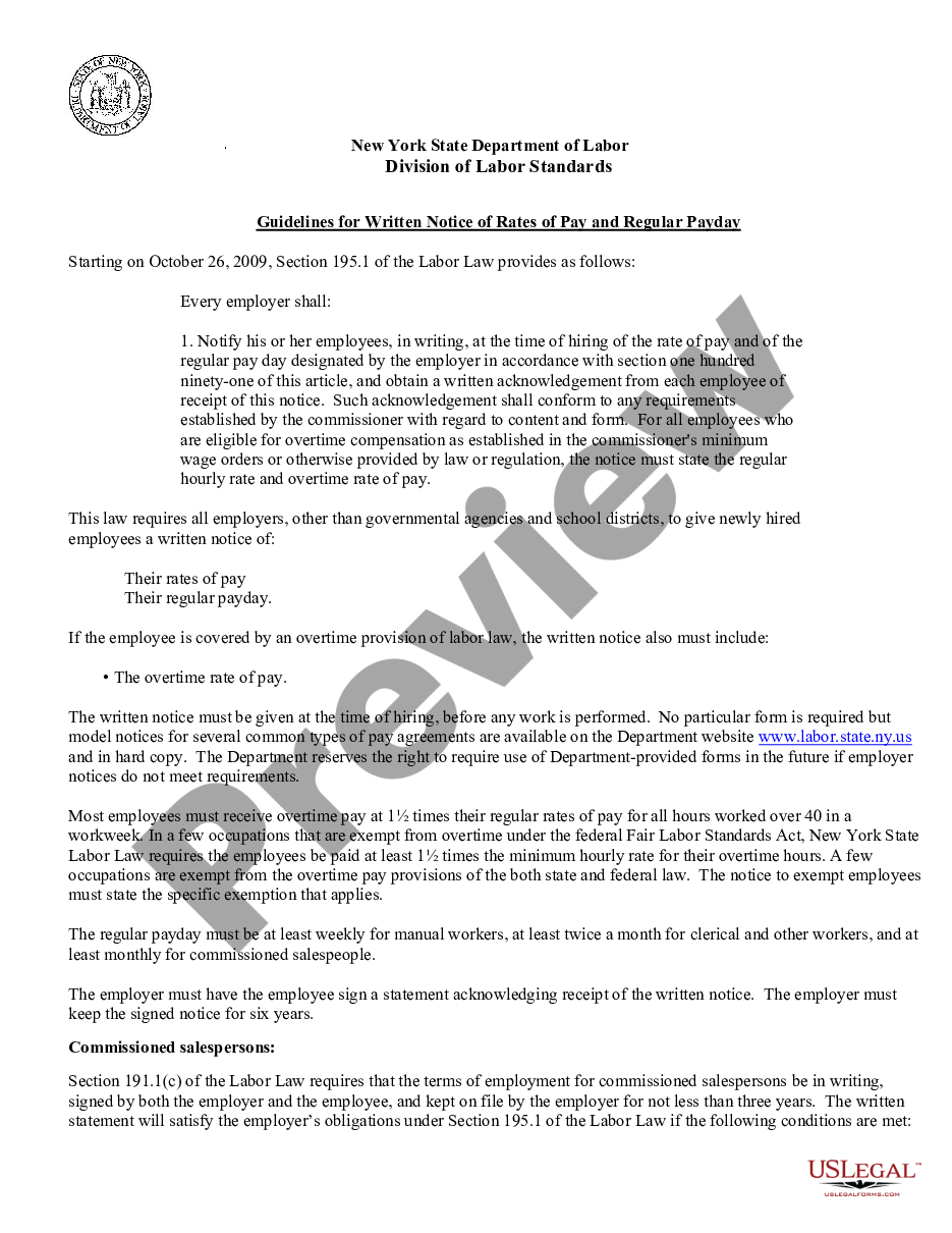 page 0 Guidelines for Written Notice of Rates of Pay and Regular Payday preview
