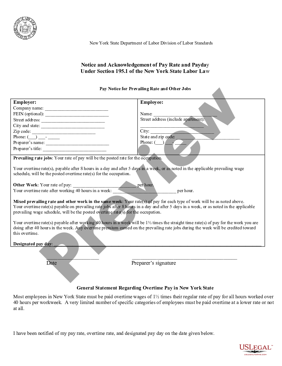 page 0 Pay Notice for Prevailing Rate and Other Jobs - Notice and Acknowledgement of Pay Rate and Payday preview