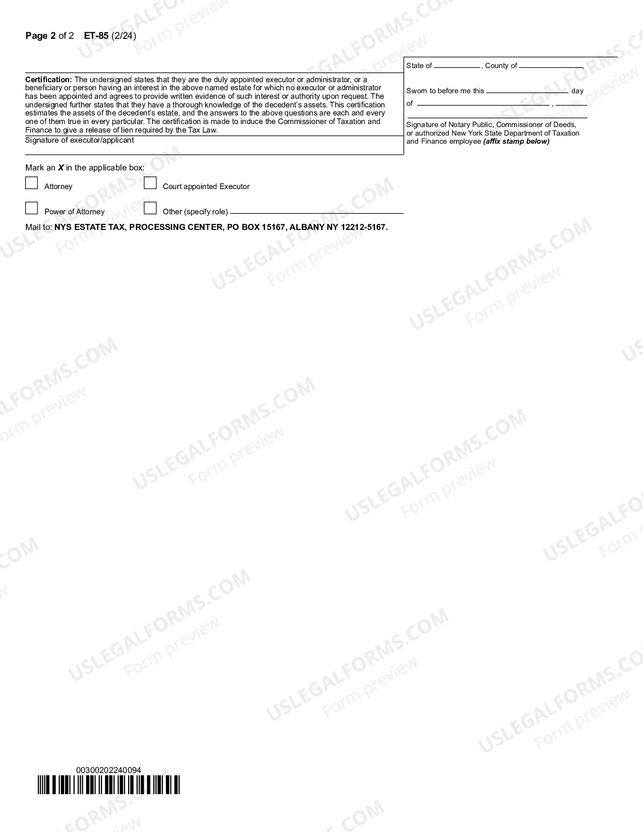 Preview New York State Estate Tax Certification