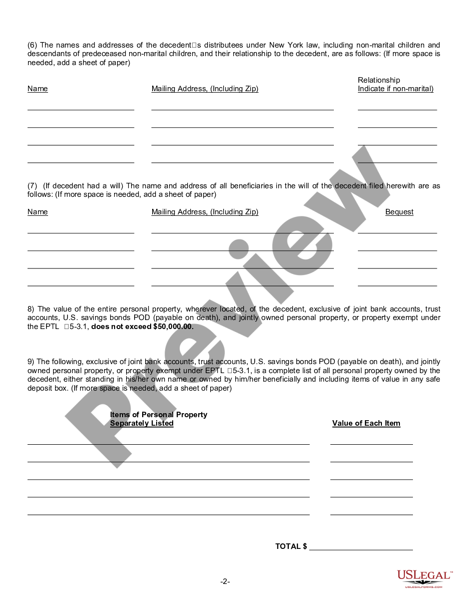 page 1 Small Estate Affidavit for Estates Not More Than $50,000 preview