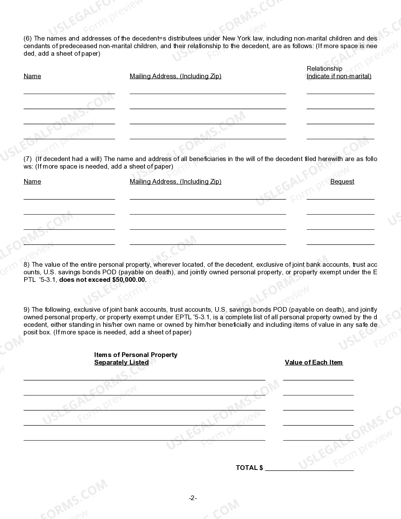 Preview Small Estate Affidavit for Estates Not More Than $50,000