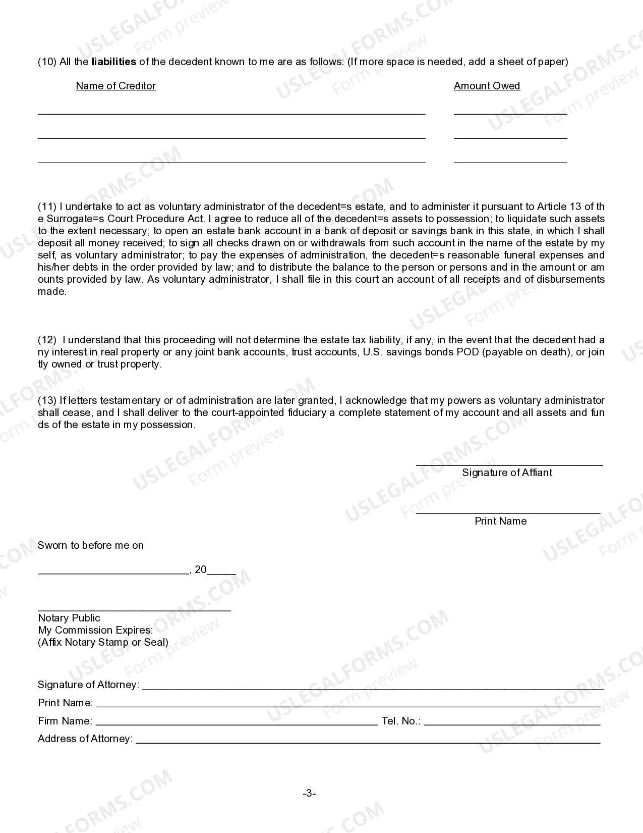 Preview Small Estate Affidavit for Estates Not More Than $50,000