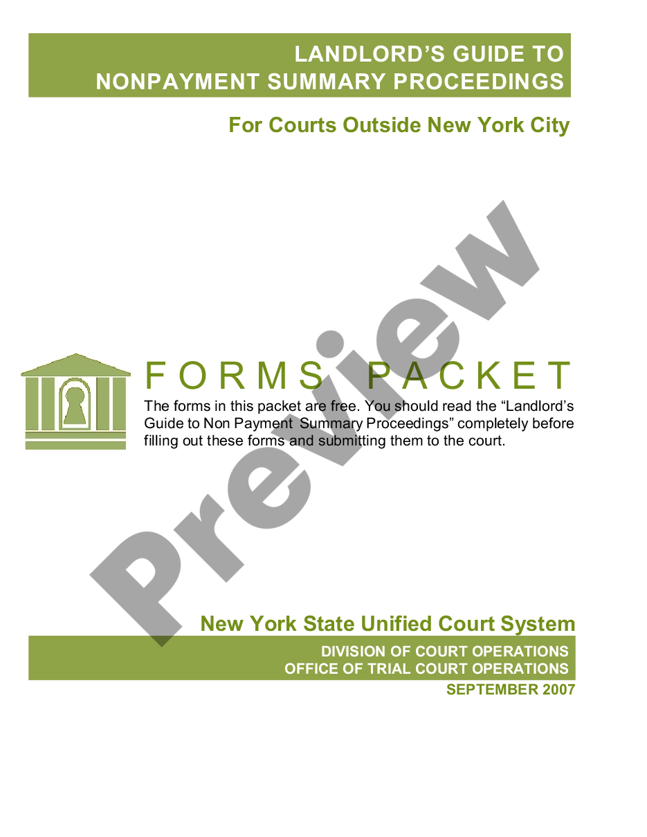page 0 Eviction Forms Packet For Nonpayment Summary Proceedings For Courts Outside New York City preview