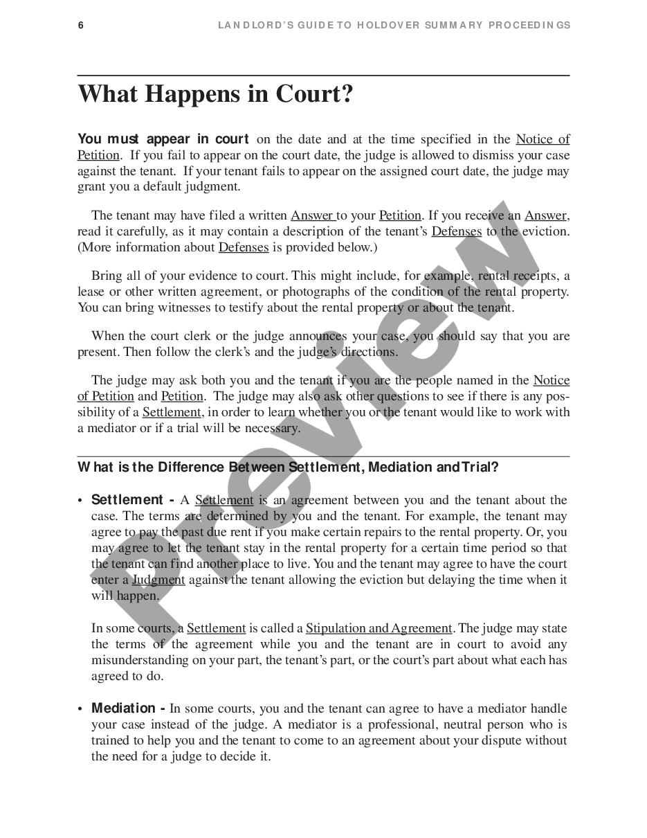 page 8 Landlordâ€™s Guide To Holdover Summary Proceedings (For Courts Outside New York City) preview