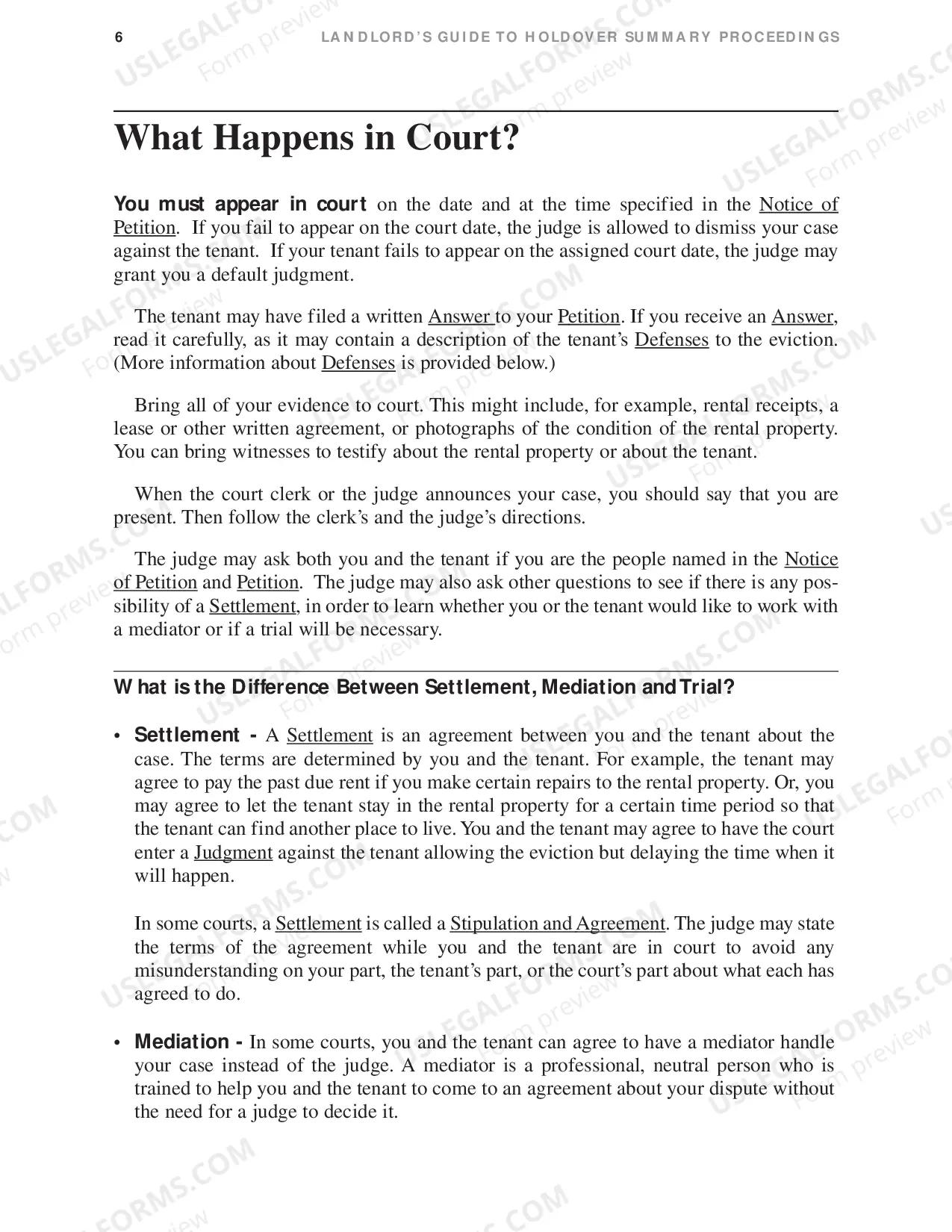 Preview Landlord's Guide To Holdover Summary Proceedings (For Courts Outside New York City)