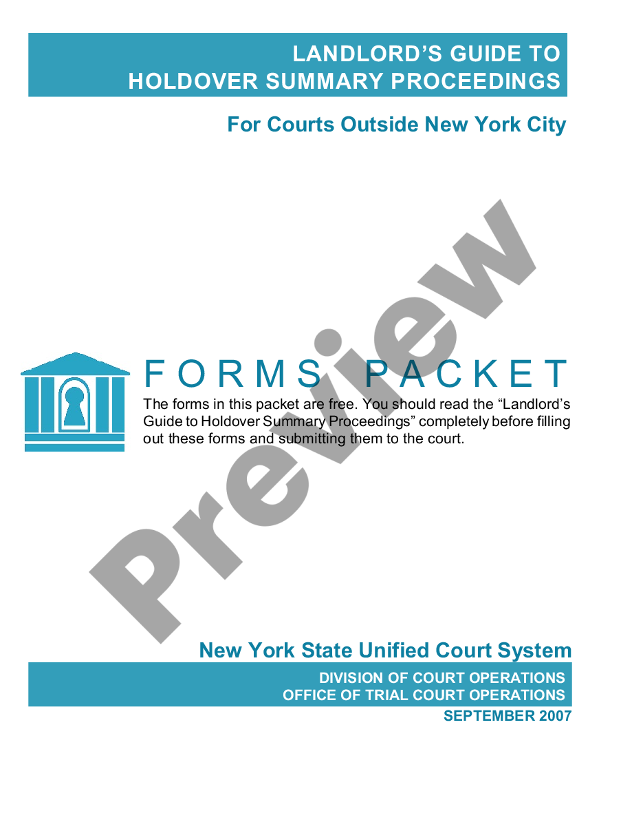 page 0 Eviction Forms Packet For Holdover Summary Proceedings For Courts Outside New York City preview