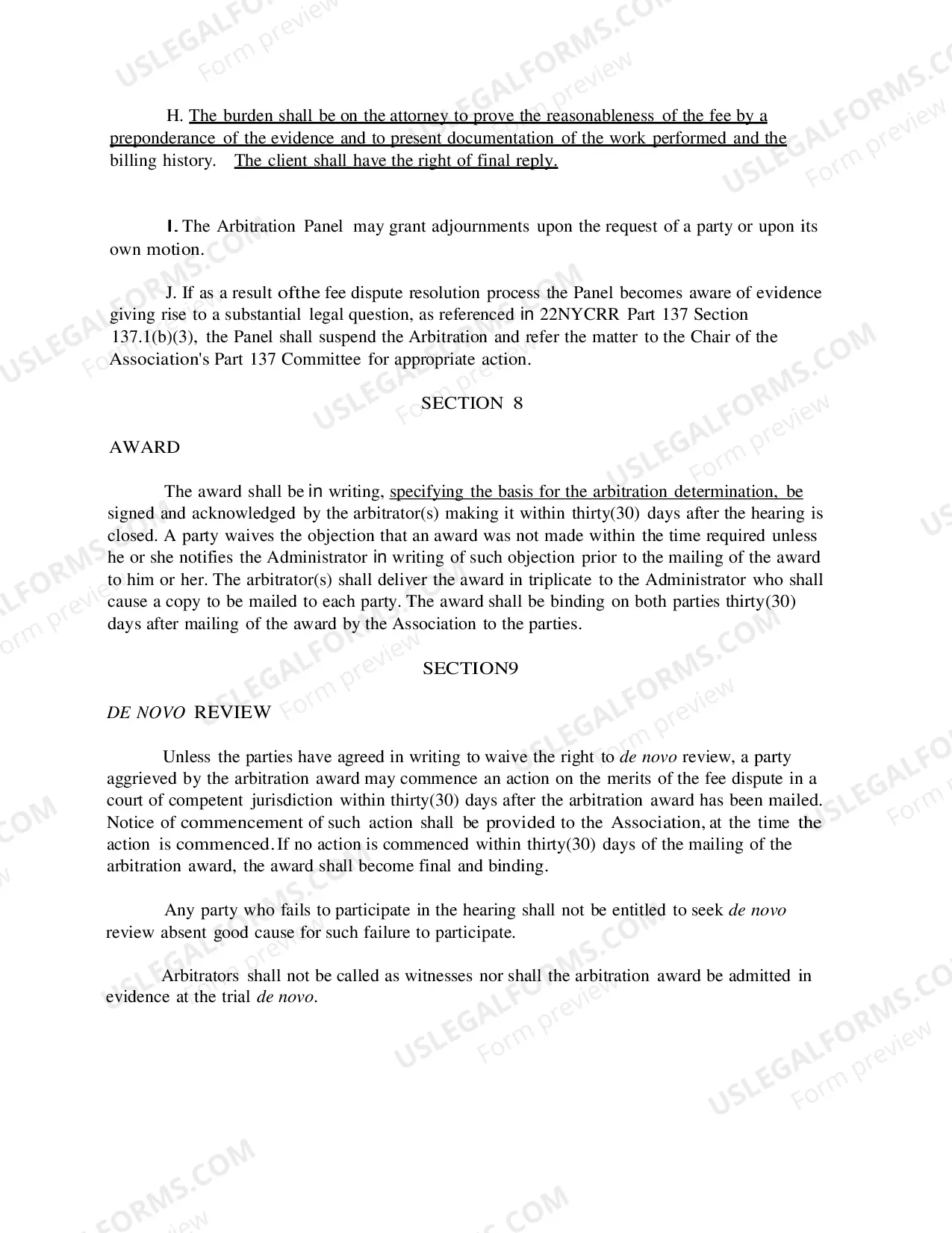 Preview Packet for Dispute over Fees
