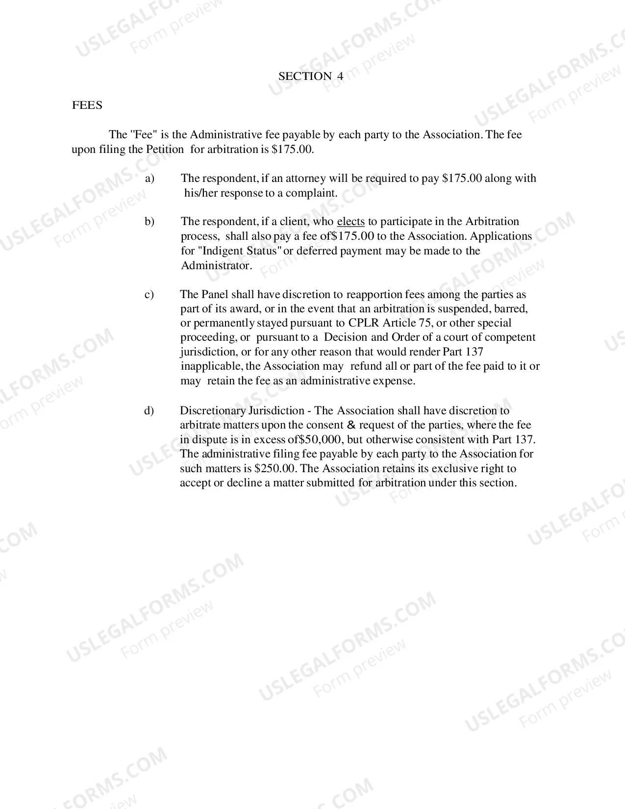 Preview Packet for Dispute over Fees