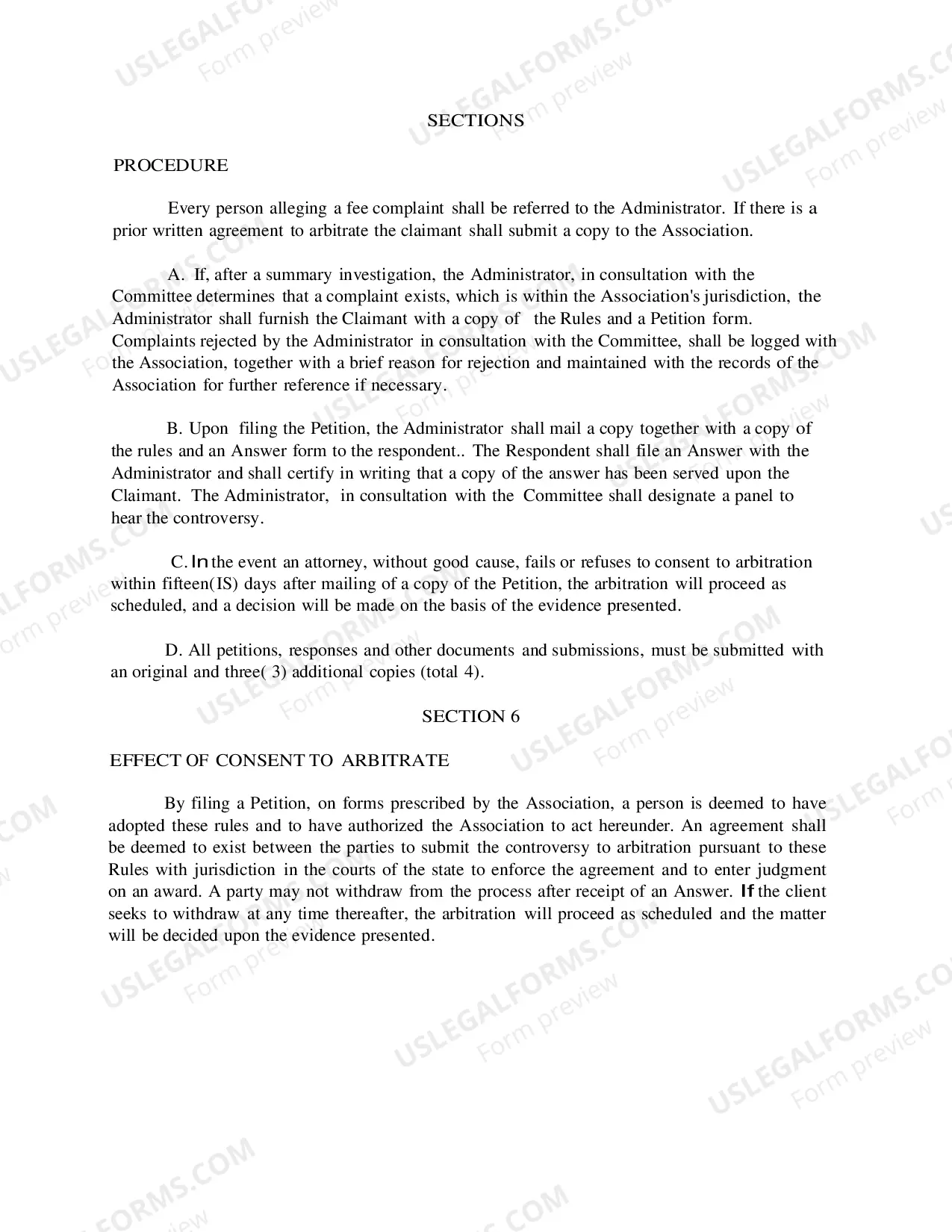 Preview Packet for Dispute over Fees