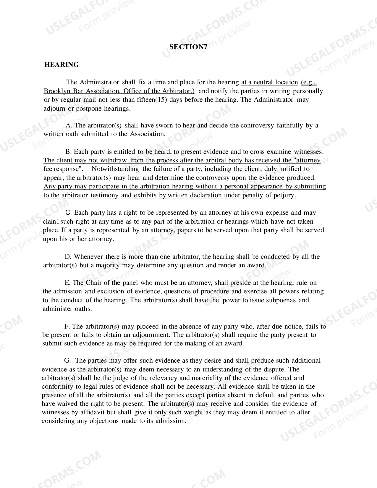 Preview Packet for Dispute over Fees