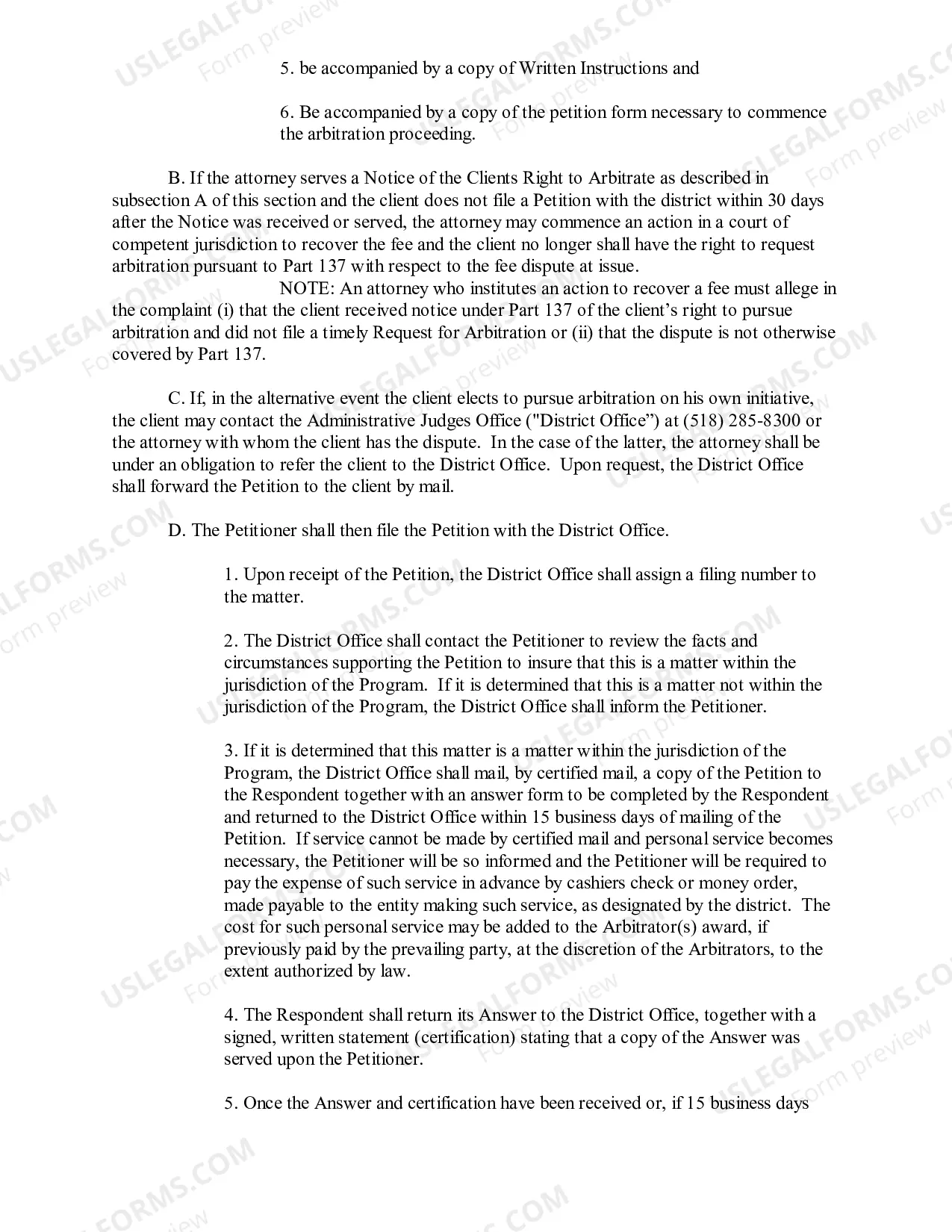 Preview Packet for Dispute over Fees