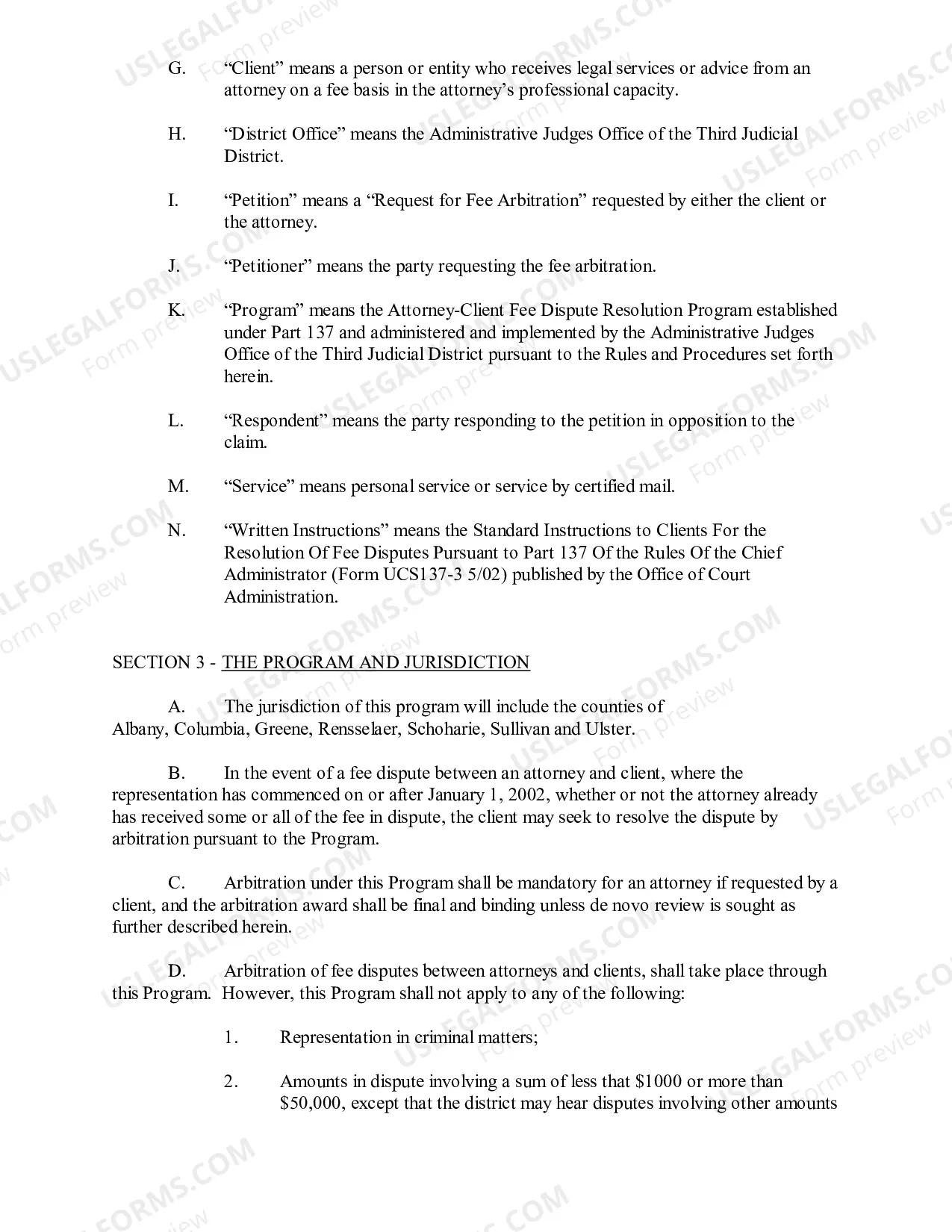 Preview Packet for Dispute over Fees