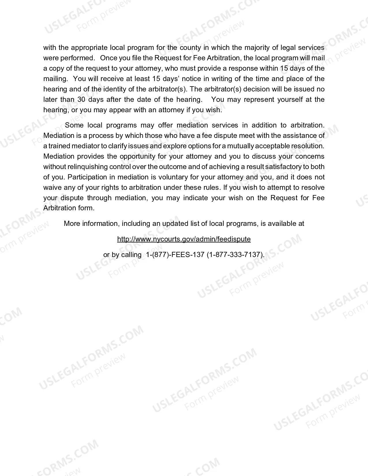 Preview Packet for Dispute over Fees