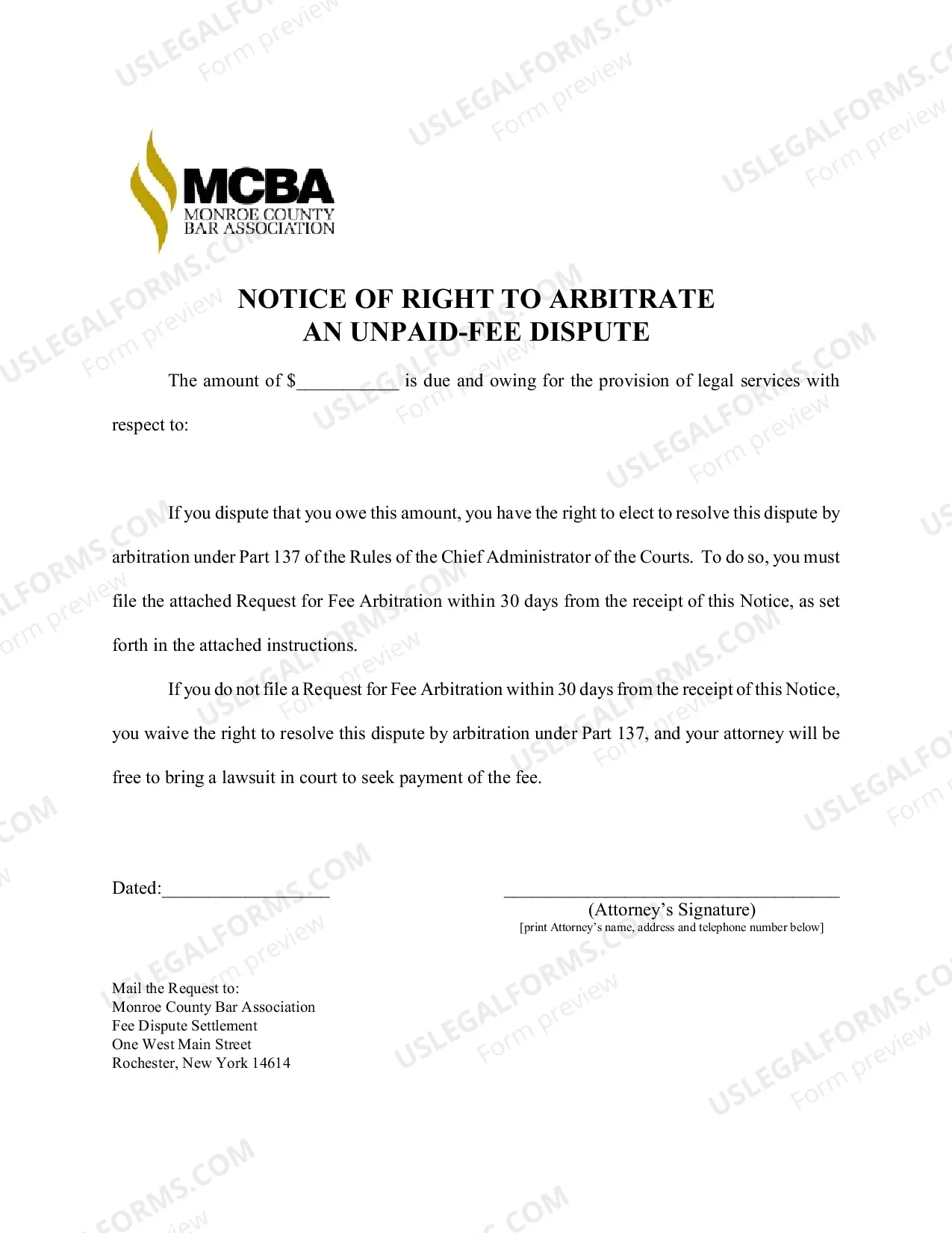 Preview Packet for Dispute over Fees