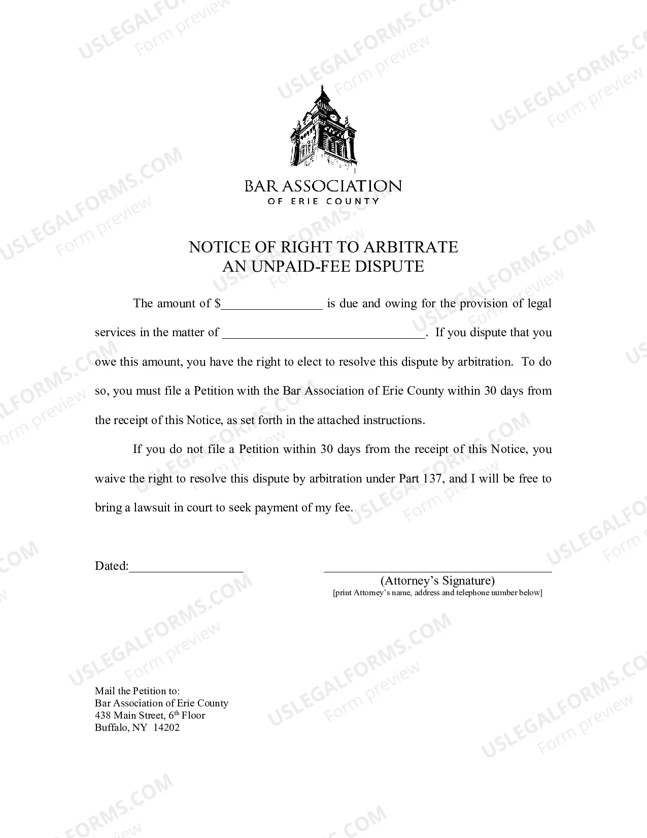 Preview Packet for Dispute over Fees