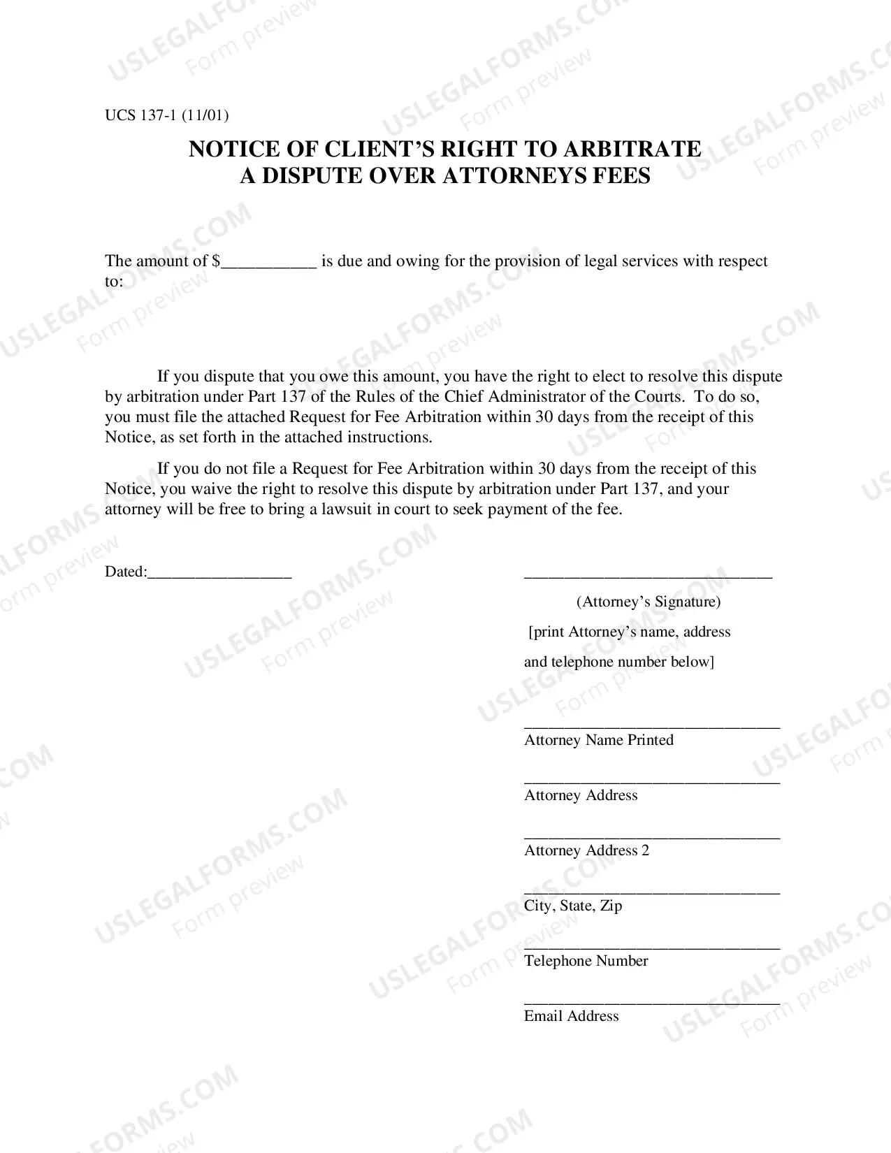 Preview Packet for Dispute over Fees