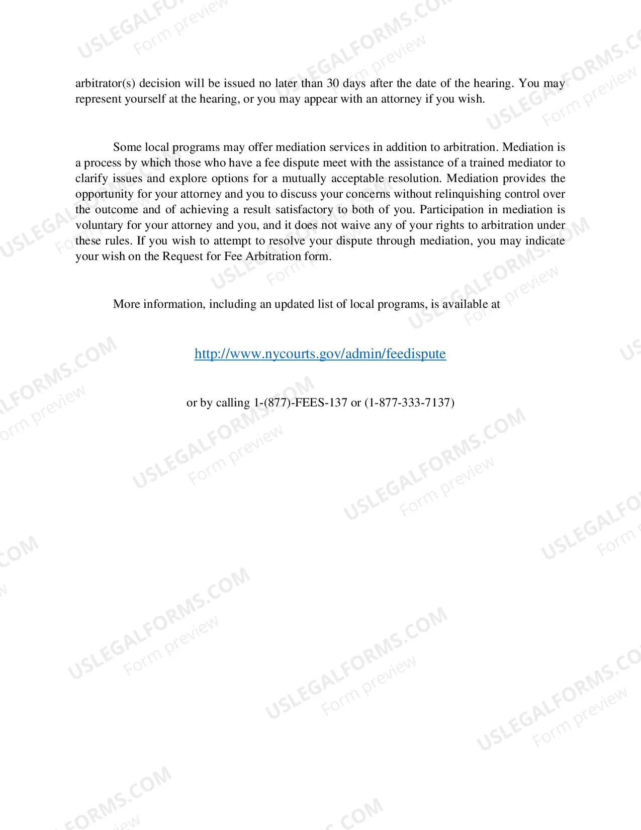Preview Packet for Dispute over Fees