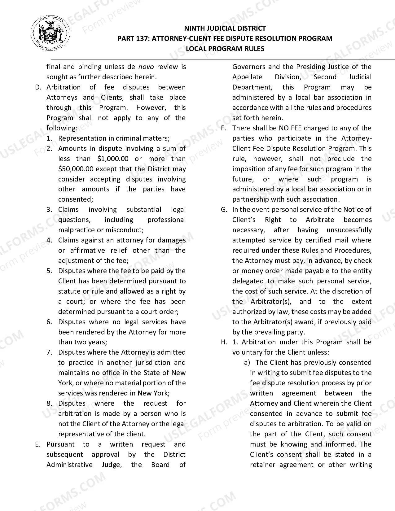 Preview Packet for Dispute over Fees