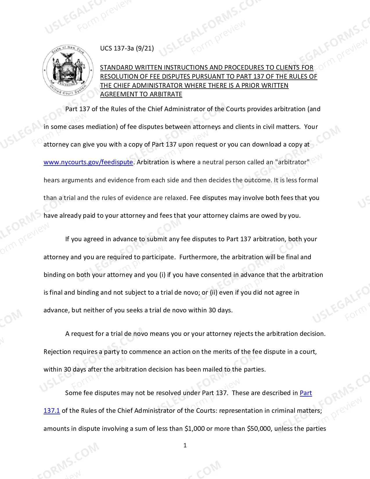 Preview Packet for Dispute over Fees