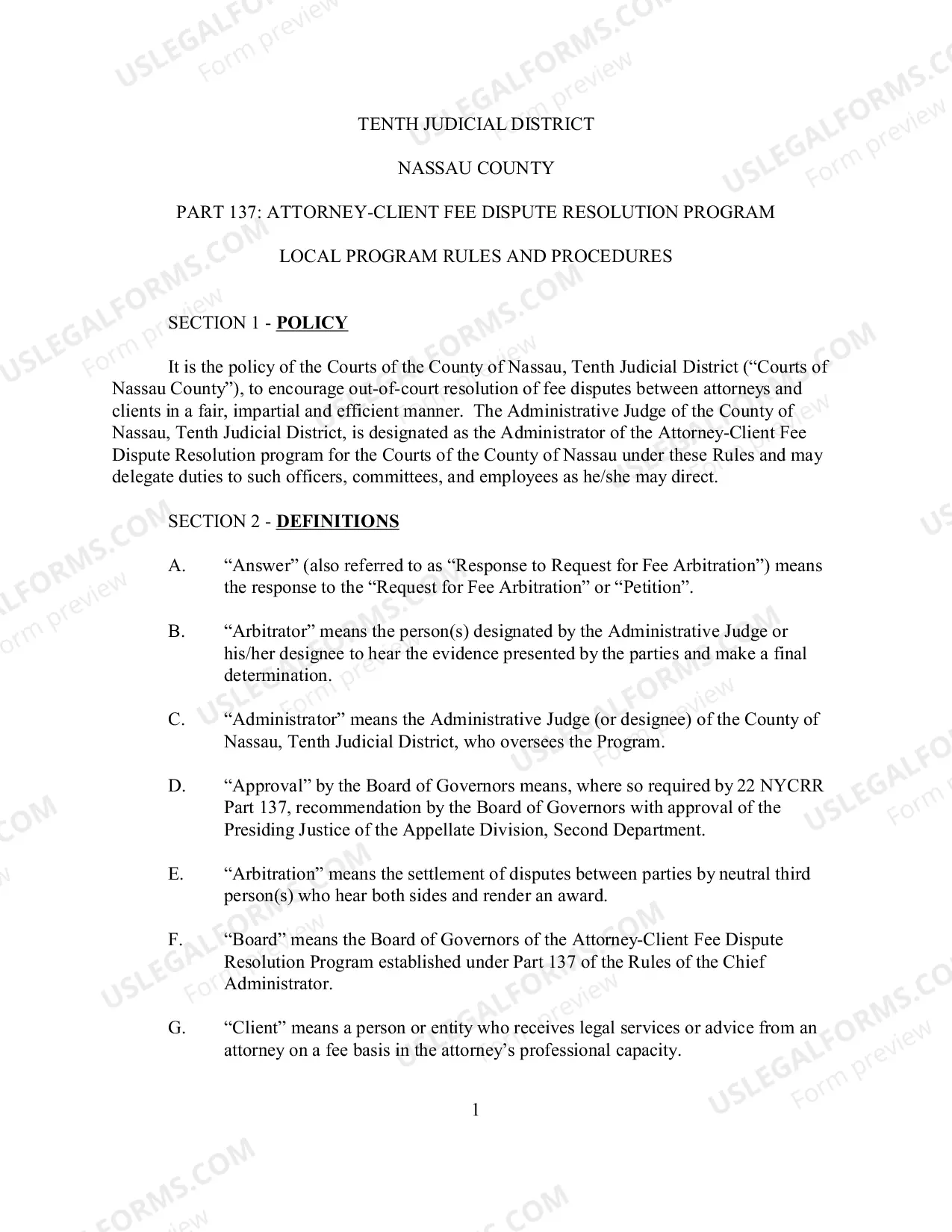 Preview Packet for Dispute over Fees