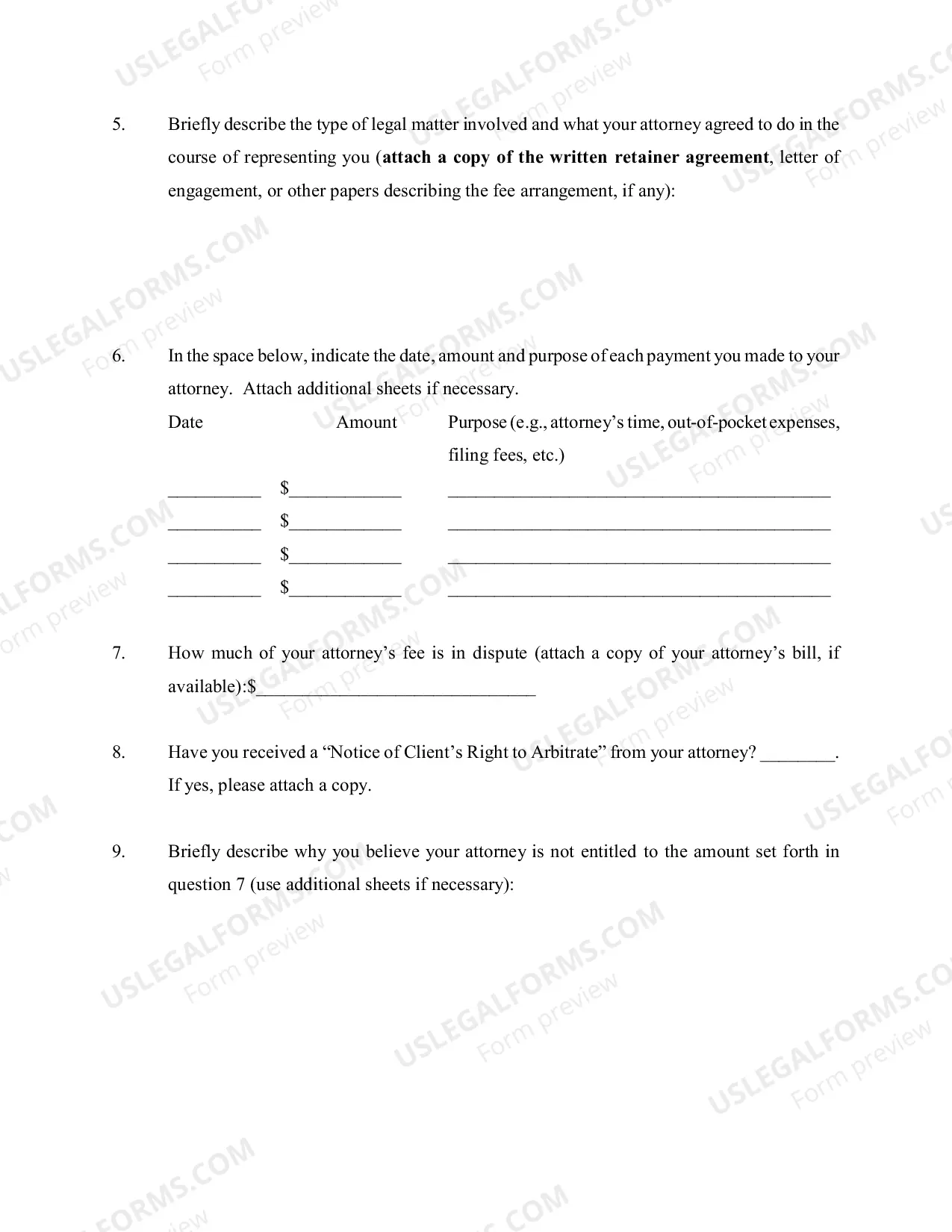 Preview Packet for Dispute over Fees