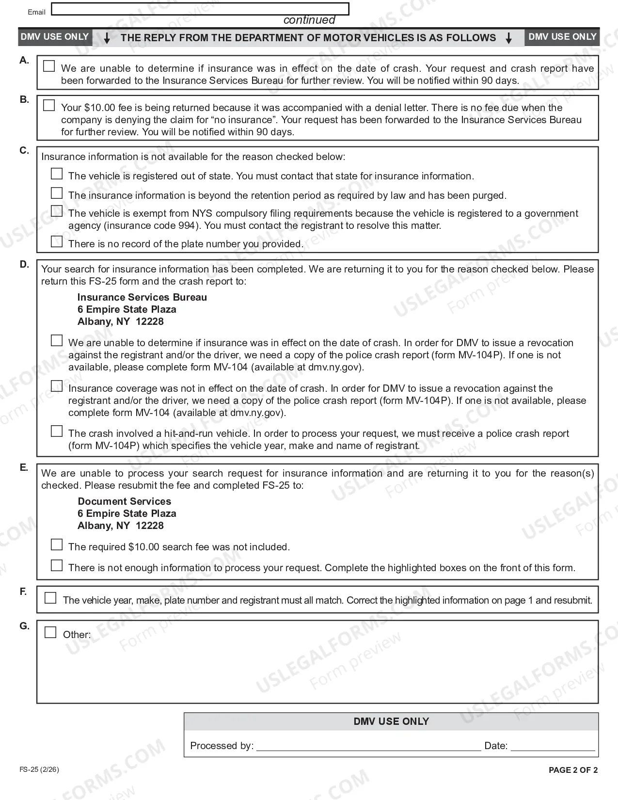 Preview Request and Reply for New York Insurance Information