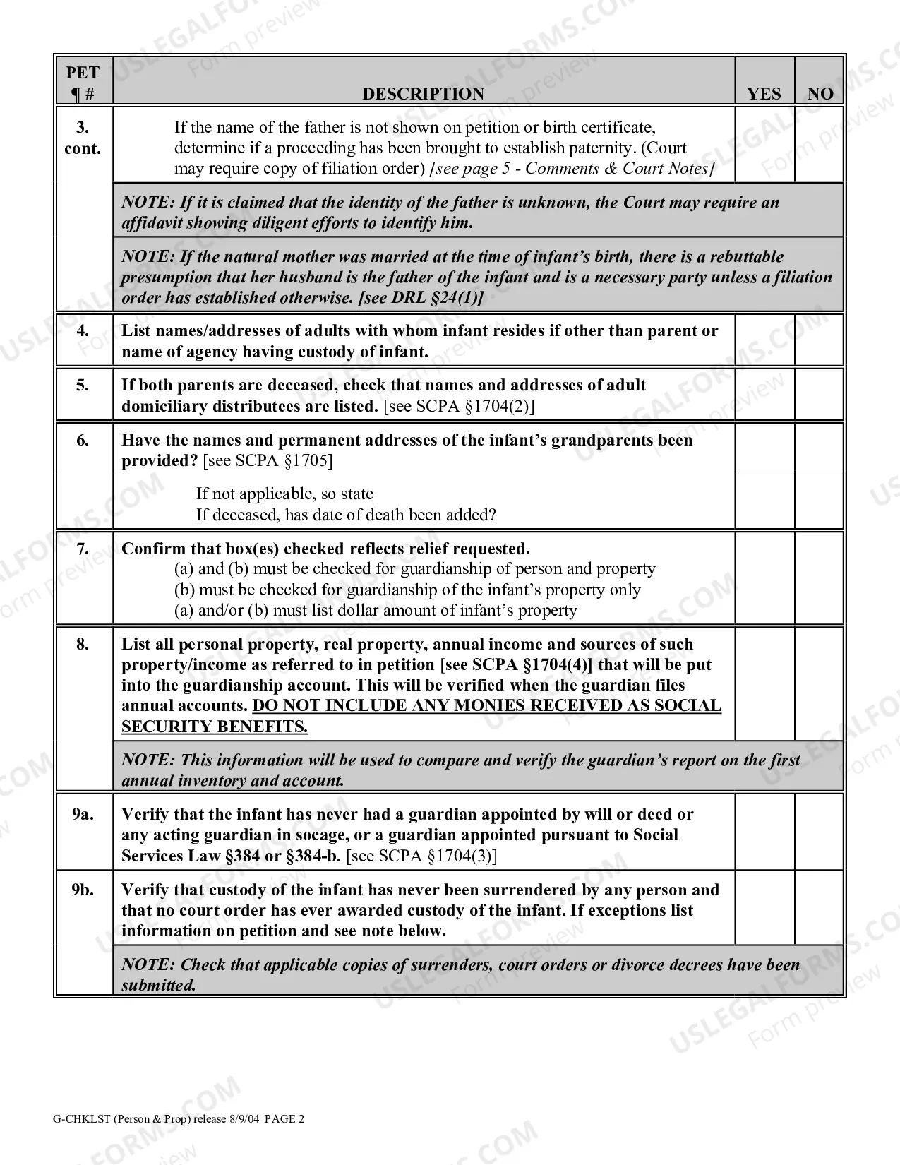 Preview Guardianship Proceeding Checklist - Person and/or Property