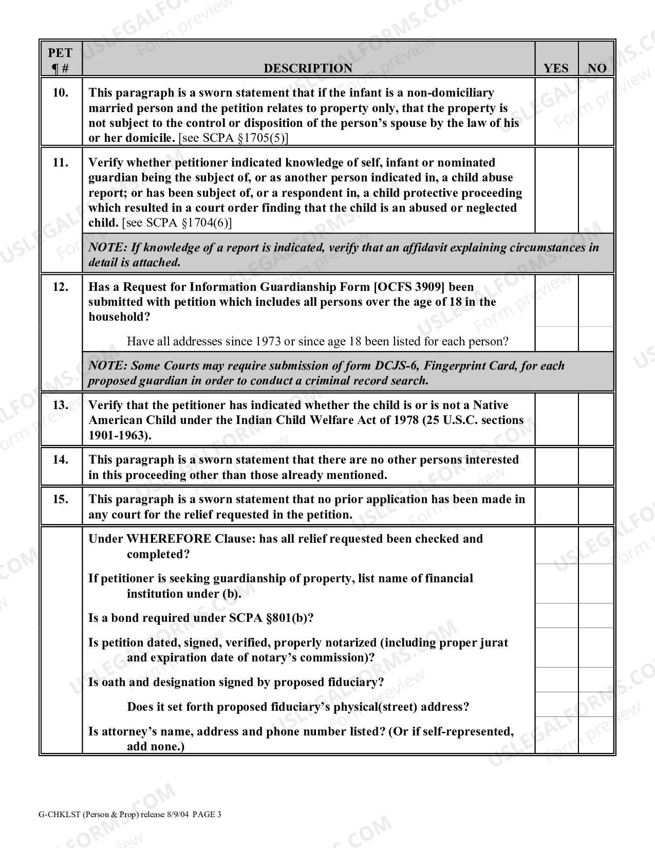 Preview Guardianship Proceeding Checklist - Person and/or Property