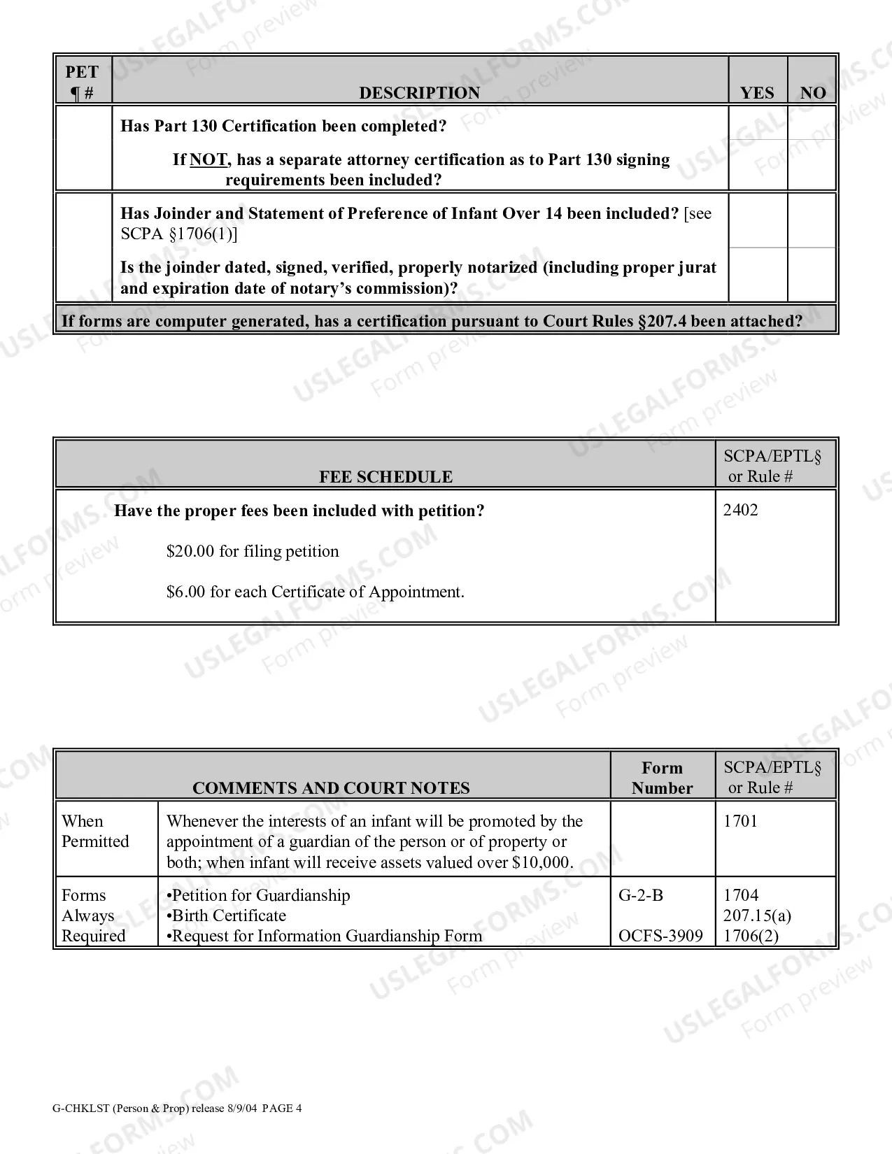 Preview Guardianship Proceeding Checklist - Person and/or Property