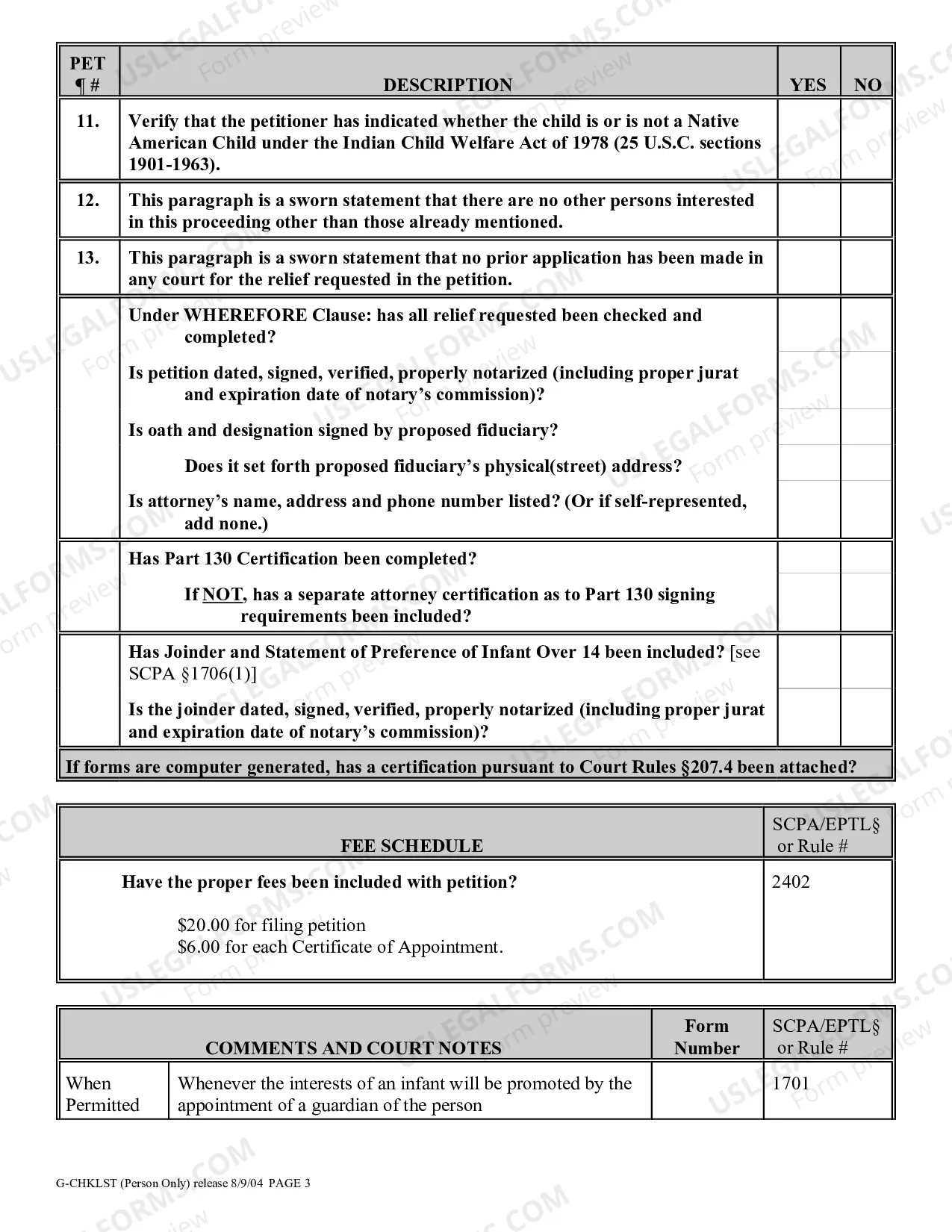 Preview Guardianship Proceeding Checklist - Person Only