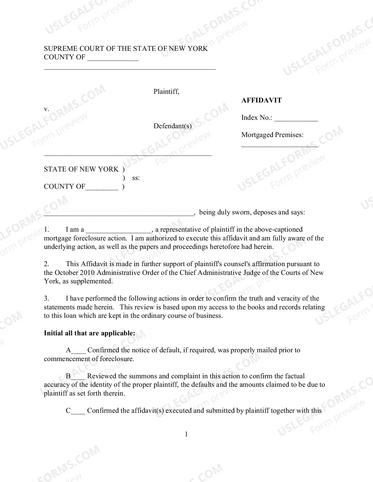 Preview Attorney Affirmation And Affidavit (Foreclosure)