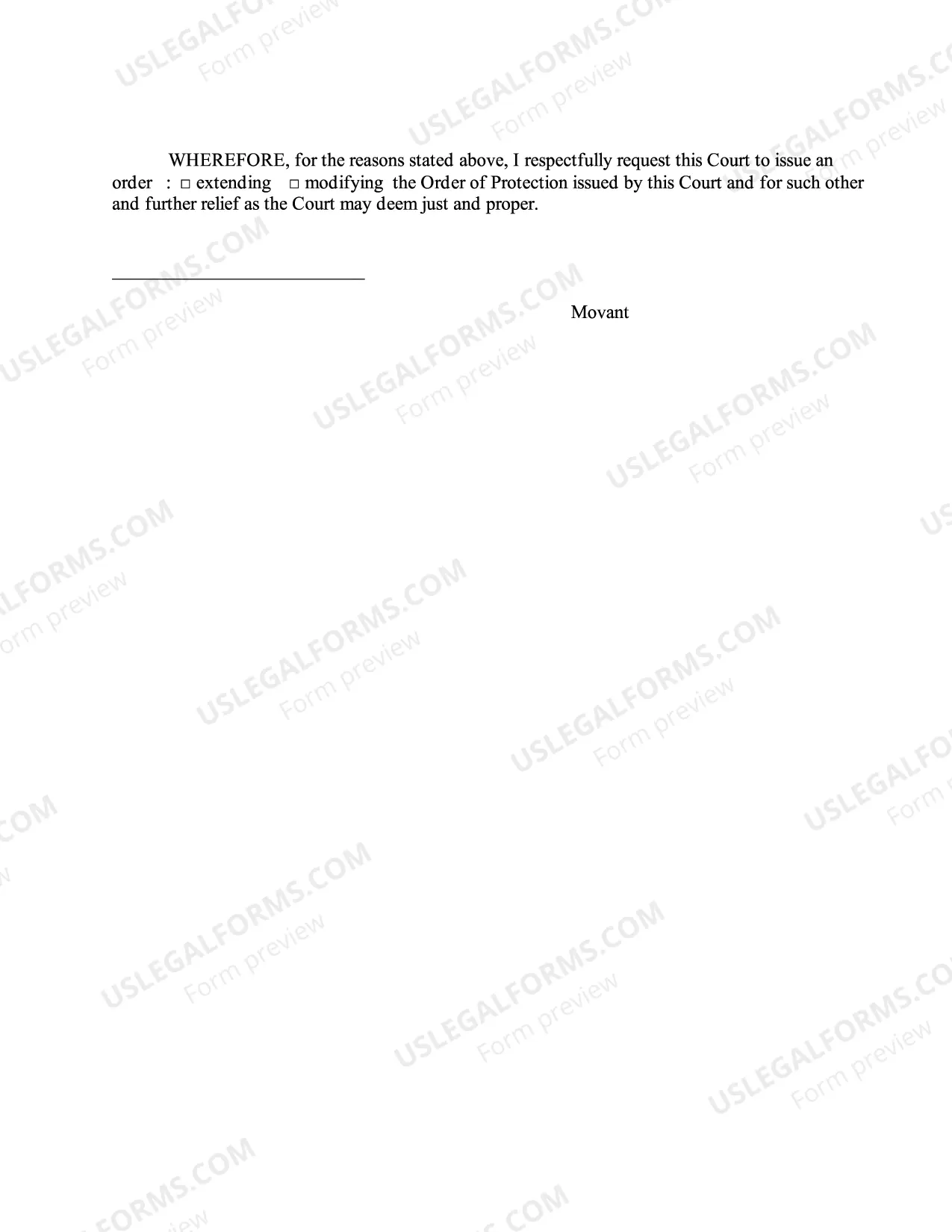 Preview Affirmation in Support of Motion For Extension Or Modification of Order of Protection