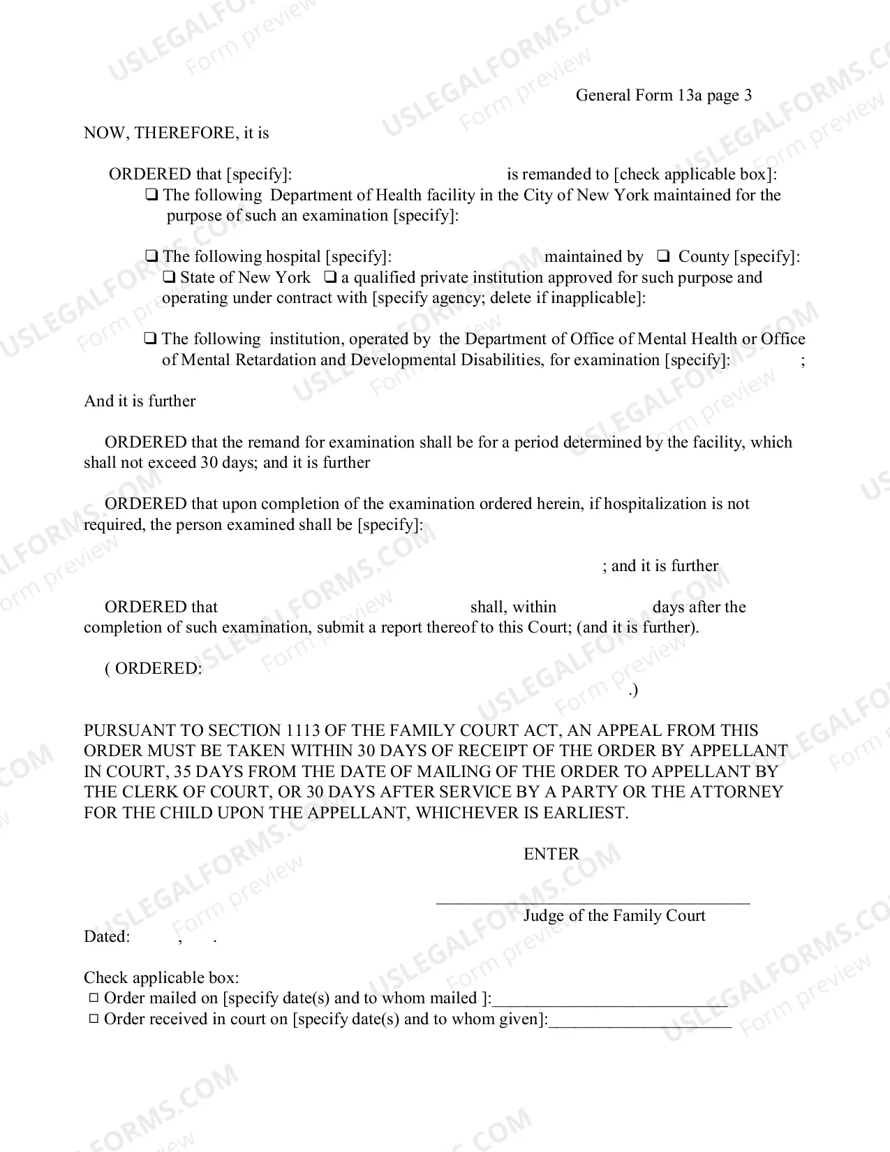 Preview Order Directing Medical Examination - Inpatient
