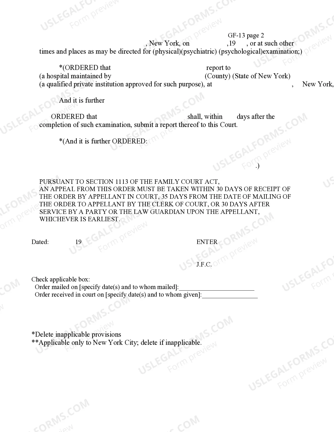 Preview Order Directing Medical Examination Outpatient