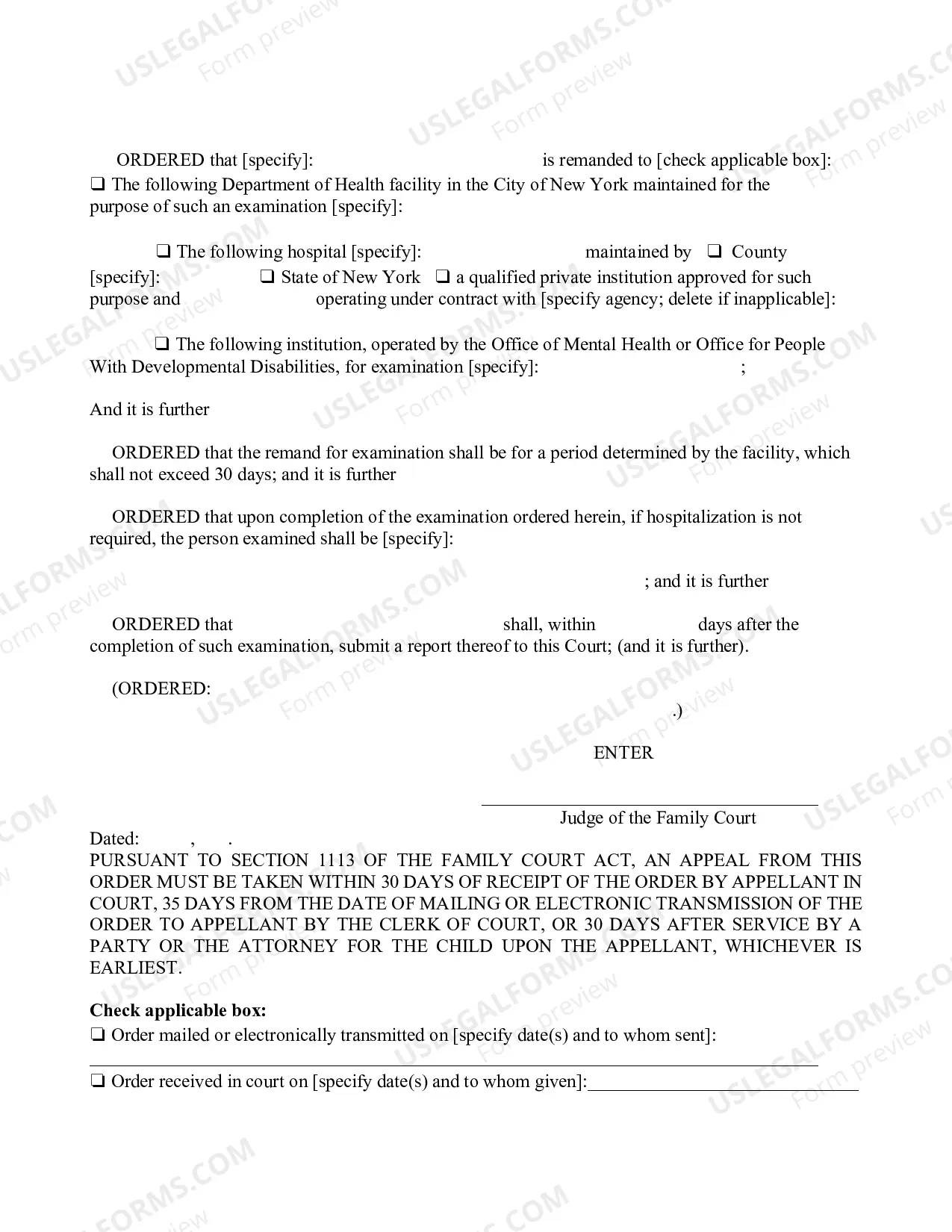 Preview Order Directing Medical Examination Inpatient