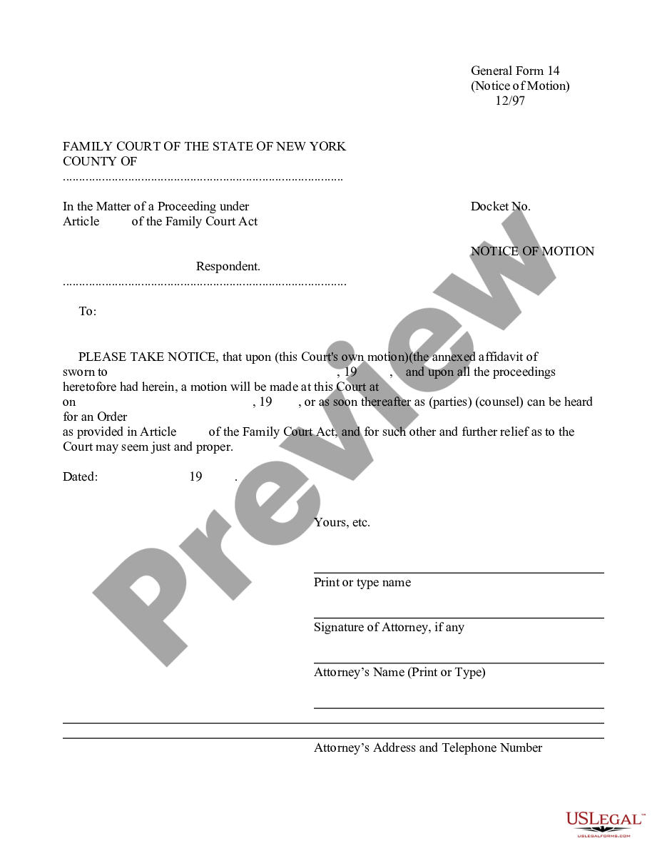 form Notice of Motion preview