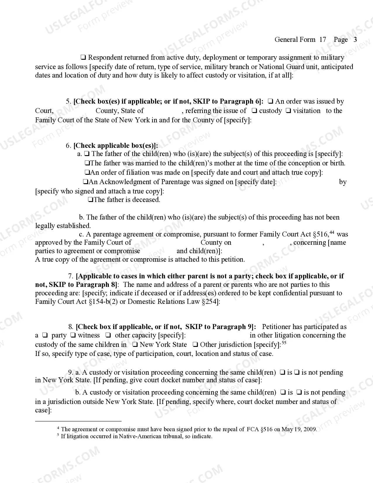 Preview Petition (For Custody And Or Visitation)